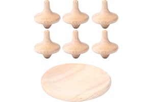 WODI TOYS WODI Wooden Spinning Tops,6Pcs Unfinished Wood Tops with Base, Novelty Gyroscopes, Spinning Tops for Kids, Kindergarten Toys, Great Gift for Toddlers Girls Boys