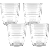 Tervis Clear & Colorful Tabletop 12oz Made in USA Double Walled Insulated Tumbler Travel Cup Keeps Drinks Cold & Hot, 12oz - 4pk, Clear