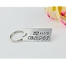 Happy Camper Keychain - Hand Stamped Aluminum Key Chain, Wanderlust, Trailer, Travel Explore, Outdoors Camping Glamping, Adventure Hiker Gift, Home is Where You Park it