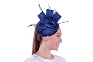 Coolwife Womens Fascinator Hat Sinamay Pillbox Flower Feather Tea Party Derby Wedding Headwear