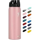 Fanhaw 24 Oz Insulated Stainless Steel Vacuum Water Bottle with Anti-Dust Pop-Open Lid - For Kids, Women, Men | Leak & Sweat Proof (Pink)