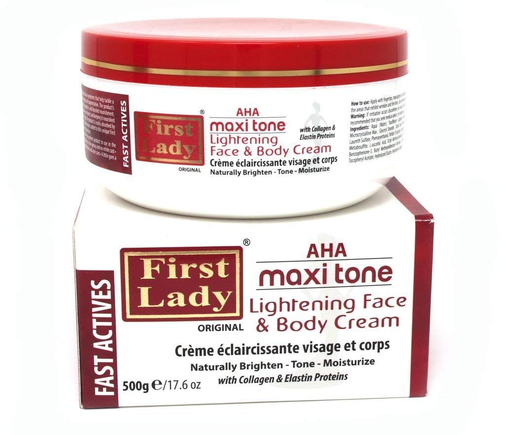 First Lady Premium AHA Maxi Tone Skin Brightening Face & Body Cream 500g - with Collagen & Elastin Proteins