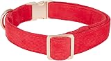 YUDOTE Ultra-soft Corduroy Dog Collar Small Red Cotton view 7