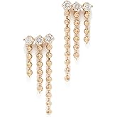 Zoe Chicco Women's 14k Gold Prong Diamond and Bead Chain Waterfall Earrings