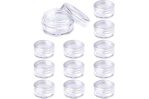 Qancekoo 12 PCS 5ml Small Clear Round Travel Sample Jar Pots Leak Proof Tiny Bottle Empty Creams Makeup Sample Cosmetic Conta