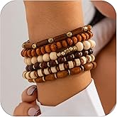 Long tiantian Boho Bracelets for Women Stackable Wooden Bracelet Western Beaded Bracelet Stack Boho Fashion Trendy Jewelry Gifts