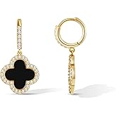 CoBi Clover Earrings for Women 18K Gold Plated Four Leaf Clover Hoop Earrings Simple Lucky Drop Dangle Earring Gifts for Women Birthday Christmas Anniversary Simple Jewelry