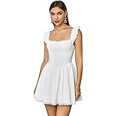 GLNEGE Women's Graduation Summer Mini Corset Dress Square Neck Short Ruffle Sleeve A Line Cute Trendy Party Dresses 2025