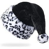 SIRIPHUM Black Plush Christmas Santa Hat,Personalized Unisex Xmas Hat for Adults