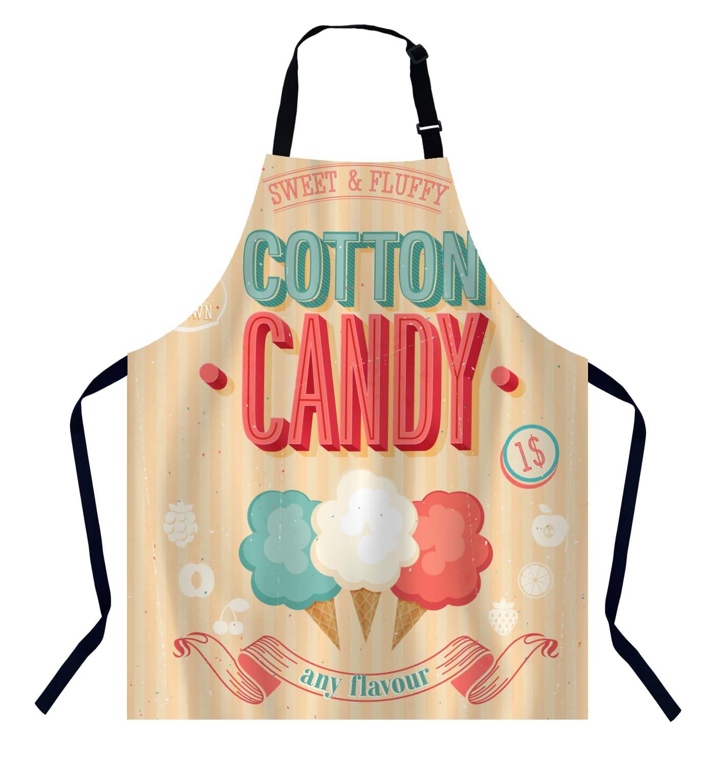 BGBDEIA Cotton Candy Kitchen Apron for Women Men, Retro Marshmallow Adjustable Apron Chef Bakers Apron Cooking Apron Cooking Baking Gardening