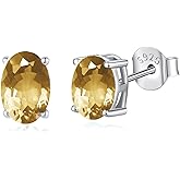 Natural Garnet/Amethyst/Peridot/Citrine/Sky Blue Topaz Gemstone Stud Earrings for Women, 925 Sterling Silver Birthstone Earrings hypoallergenic, Jewelry Gifts for Her Birthday