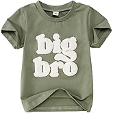 SOFEON Big Brother Shirt Toddler Baby Boy Big Bro Chenille Patch Letter T-Shirt Announcement Tees Summer Short Sleeve Top