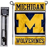 Michigan Team University Wolverines Garden Flag with Stand Holder