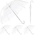 Fabbay 4 Pcs Clear Umbrella Auto Open Dome Umbrella Windproof Umbrella with J Hook Handle for Wedding Graduation Events