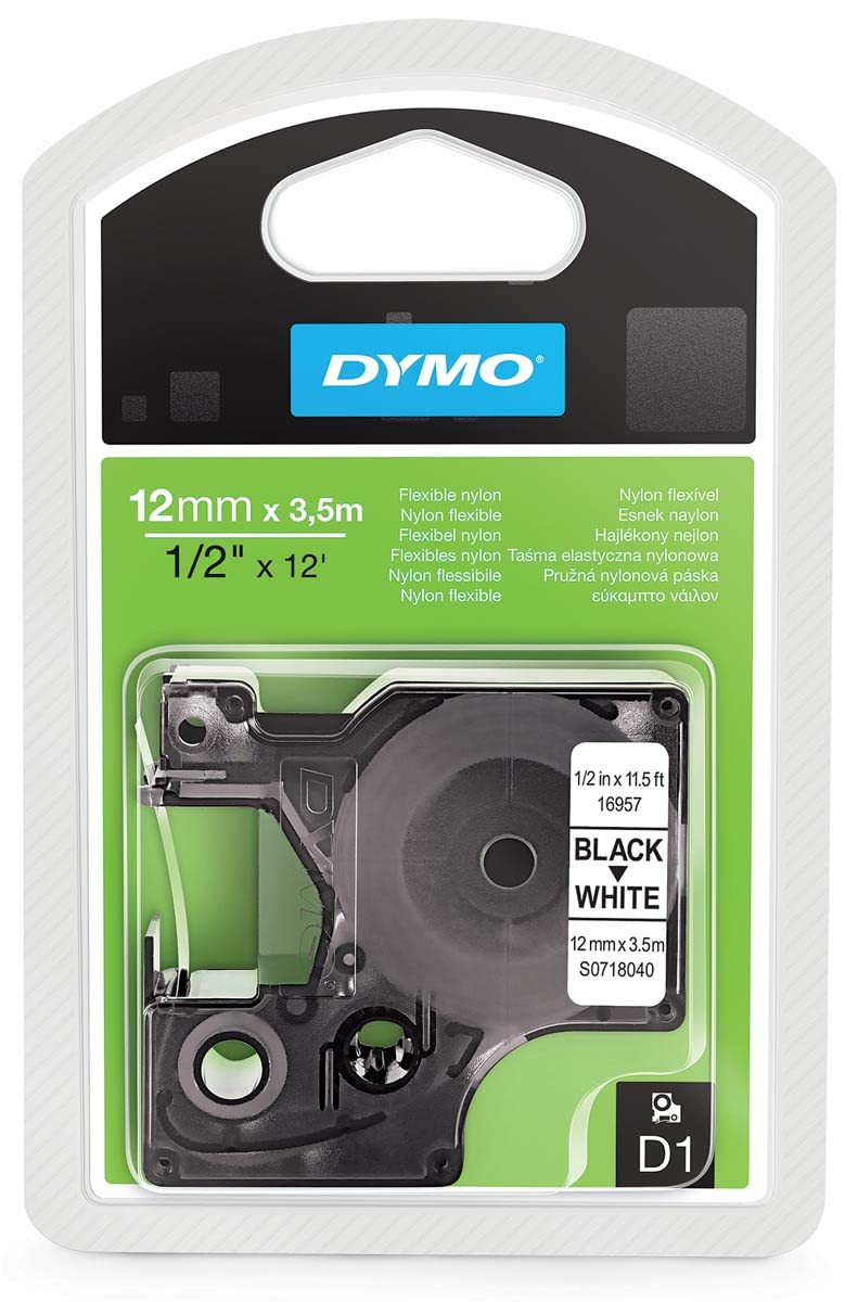 DYMO S0718040-12MMX 3.5M NYLON FLEXIBLE - BLACK/WHITE IN