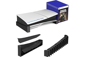 ZYTHRONE Horizontal Stand for PS5 Slim & Pro Console and Hold 12 Pcs Game Disc, PS5 Base Stand Compatible with PlayStation 5 Slim/Pro Disc & Digital Editions, Black