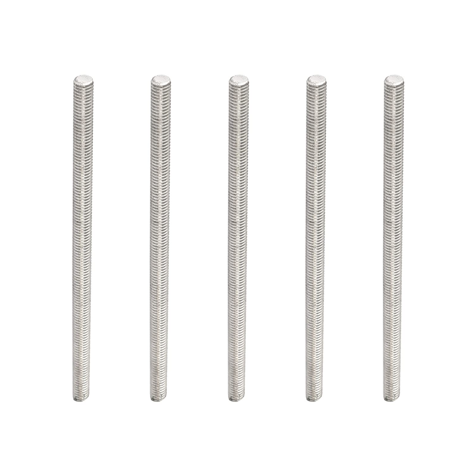 Rebower Fully Threaded Rod 304 Stainless Steel Rod Bar Studs, [for Hangers and Clamps and U-Bolts] - M6 x 120mm Male Threaded /Silver/5Pack