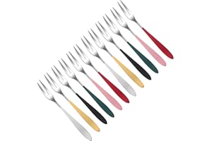 Beavorty 12pcs 304 Stainless Steel Dessert Forks Set, Mini Fruit Appetizer Forks for Party and Dining,