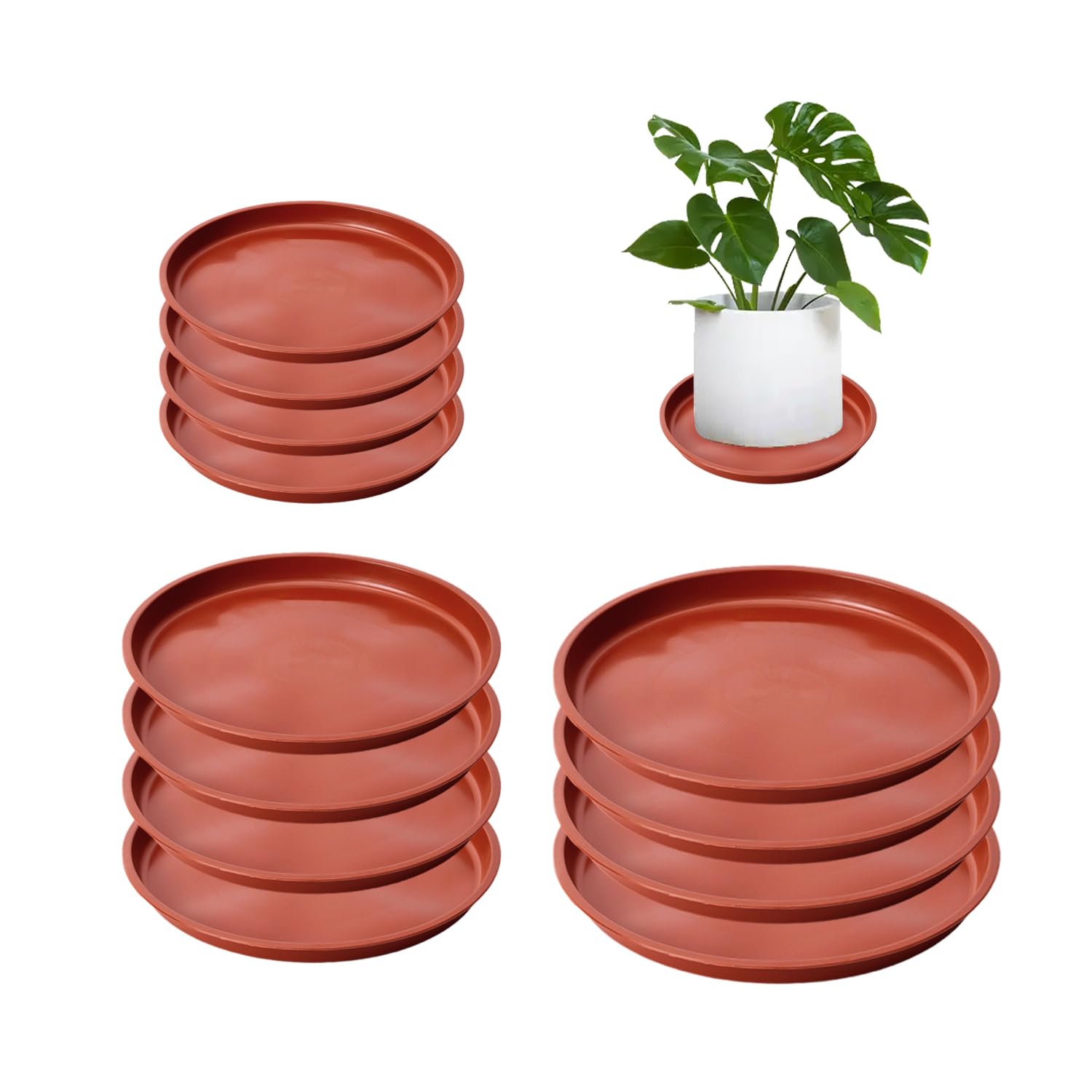 BEIBXHQQ 12-Piece Plant Tray, Flower Pot Saucer, Flower Pot Drip Tray, Waterproof Plant Tray, Suitable for a Variety of Potted Plants, Three Specifications of Inner Diameter 11.5/13.5/15cm