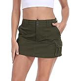 HDE Womens Micro Mini Cargo Skirt Mid Rise Y2K Button Utility Skirt with Pockets