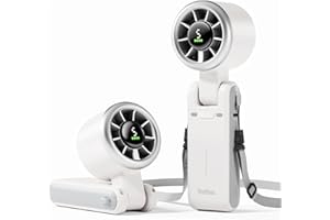 Diveblues Portable Handheld Turbo Fan, 5 Gear Wind, Battery Operated, Up to 12 Working Hours, 3 IN 1 Hand Fan with Air Turbo Tech Cooling Fan for Outdoor Activities, Travel, Working, Silvery white