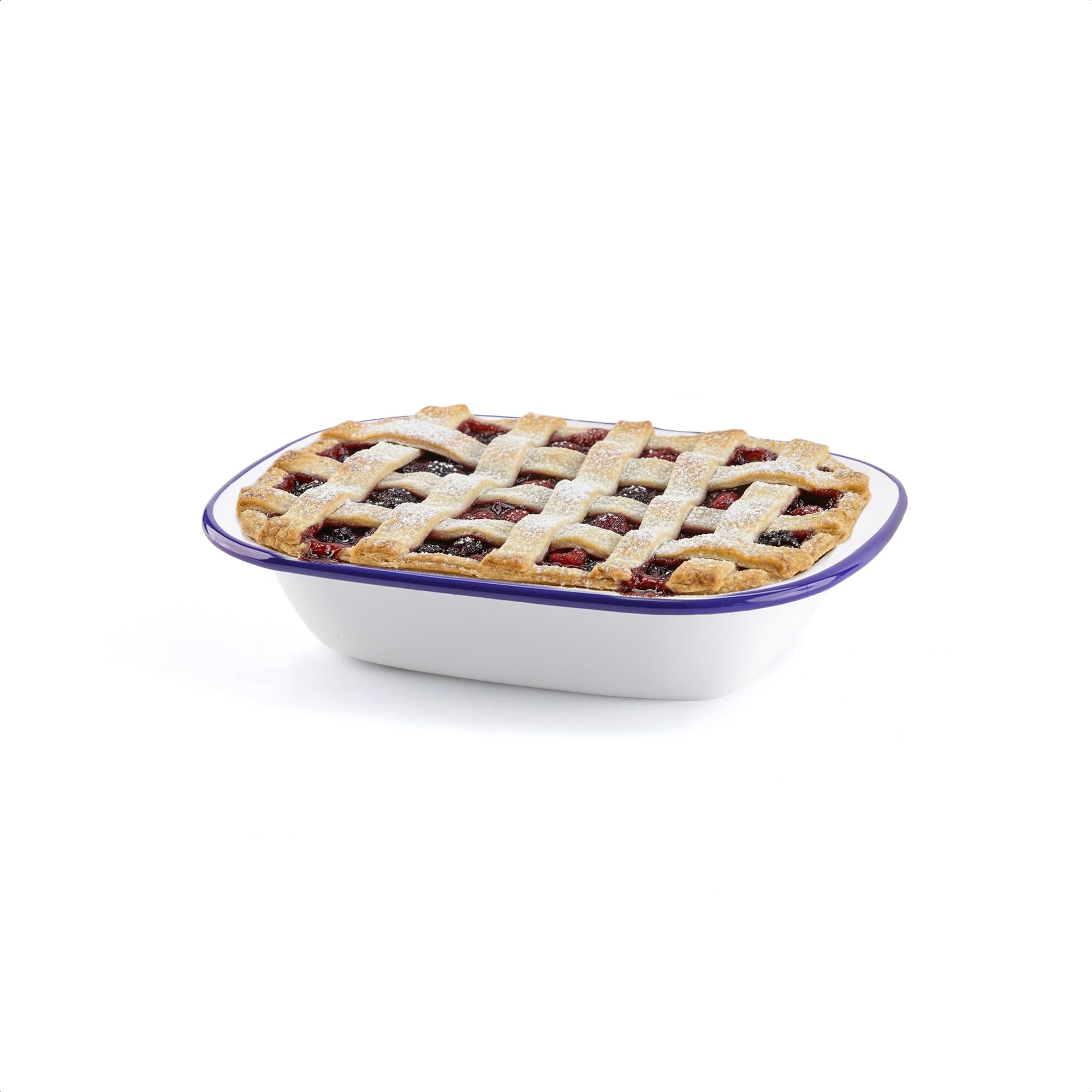 WINSOME Enamel Pie Dish | White Roasting Tin | Dishwasher Safe Pudding Baking Steak Plate Tray for Oven & Stove (L 20 x W 14.5 x D 4.5 cm)