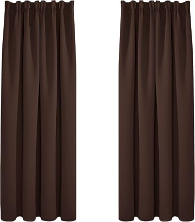 Deconovo Blackout Curtains Chocolate W55 x L79 2 Panels Pencil Pleat Rod Pocket