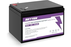 seyyen 24V 7Ah LiFePO4 Battery, Rechargeable Lithium Iron Phosphate Battery, 2000+ Cycles,10-Year Lifetime,Suitable for Fish Finder, Kids' Electric Vehicles,Small Solar,Camping,HAM Radio,Power Wheels