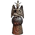 Ebros Sabbatic Goat of Mendes Samael Lilith Baphomet Sitting On Black Sandstorm Gazing Ball with Pentagram Sigils Decorative Statue 12" Tall LaVeyan Scrying Balls Accent