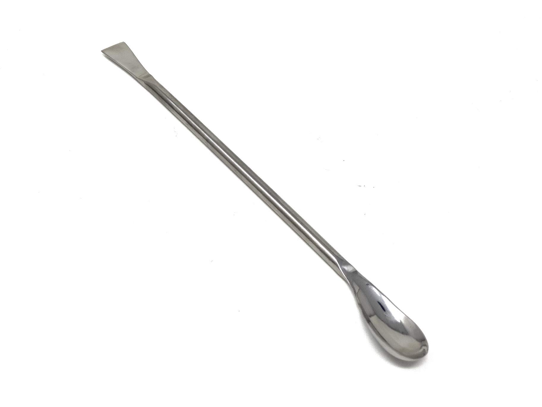 Stainless Steel Double Ended Square & Angled Right Spoon Sampler Lab Spatula, 7" Length