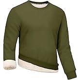 Gihuo Mens Sherpa Lined Sweatshirt Fleece Crewneck Sweatshirts Winter Warm Pullover