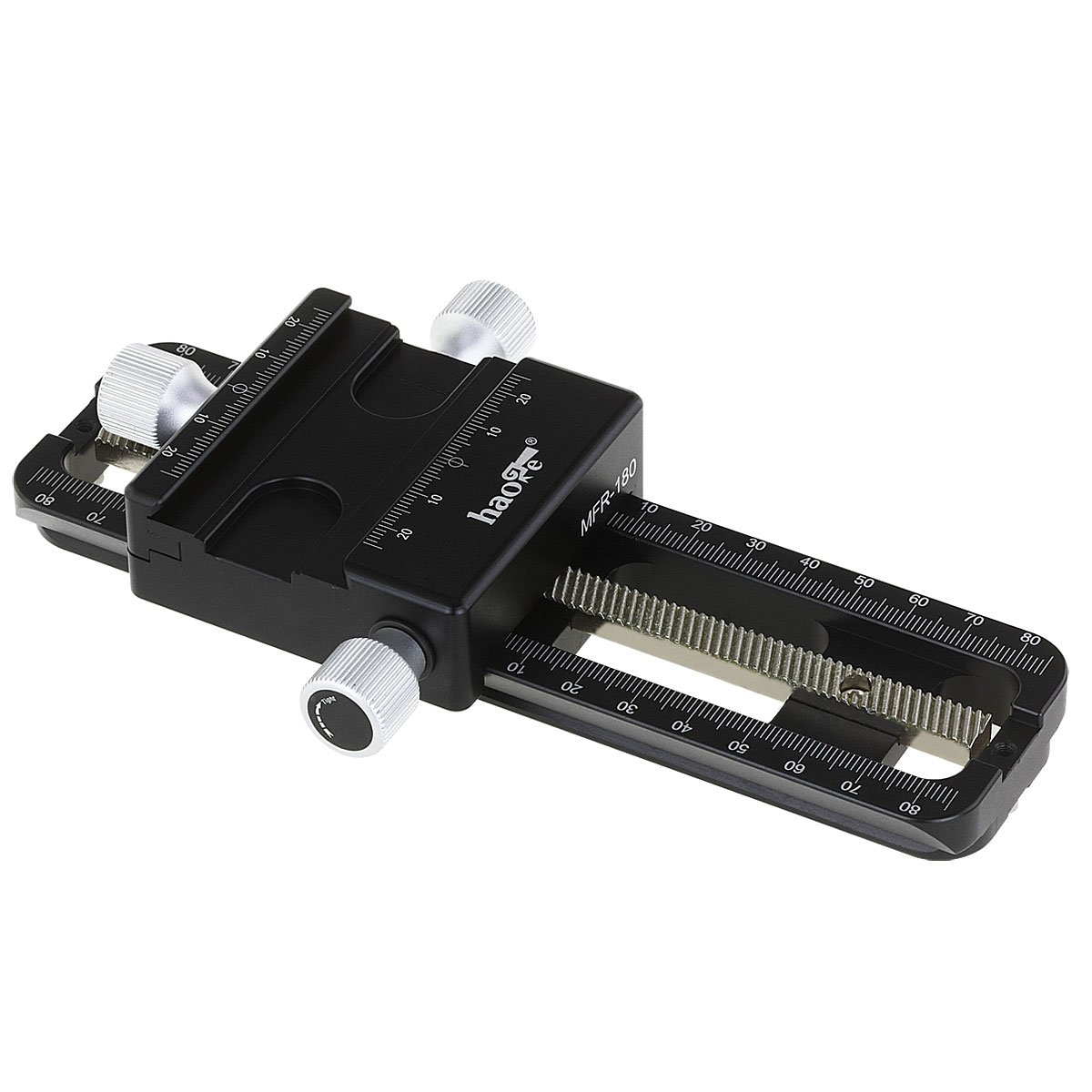 Haoge MFR-180 Macro Focusing Rail Slider for Precision Focus Rack Stacking Nodal Slide Stack Close-up Close Up Photography Built-in Arca Swiss Type Quick Release Clamp and Arca Dovetail Groove Plate