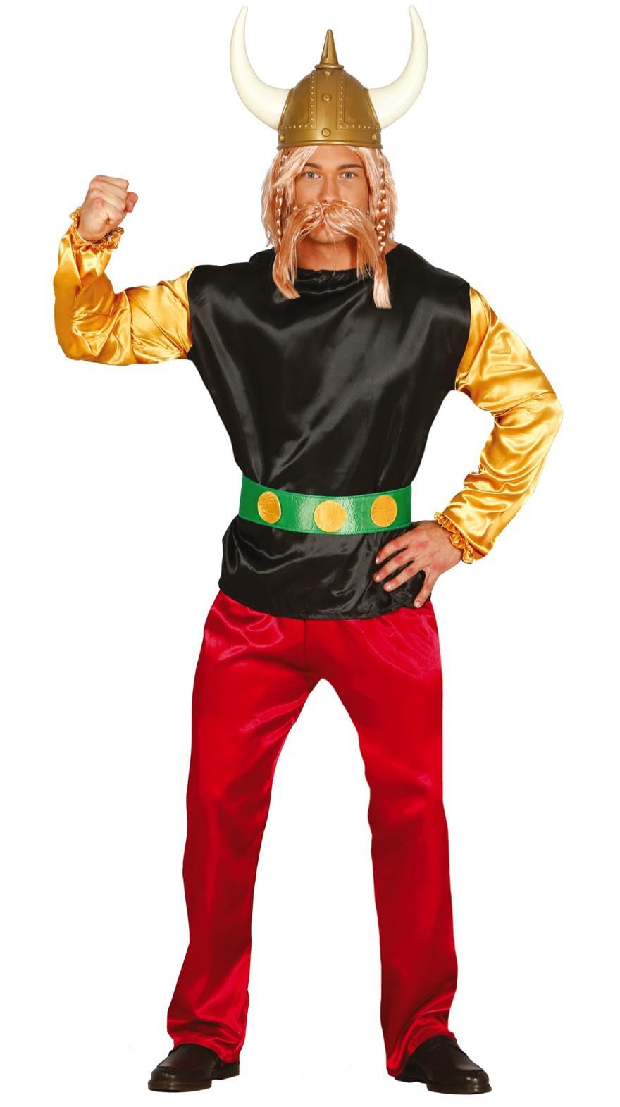 FIESTAS GUIRCA | Adult Gaul Warrior Fancy Dress Costume (38-40/M) - Jacket, Belt and Trousers - Period and Adventure Costumes for Halloween, Carnival and Themed Parties - Ideal for Men - Black and Red