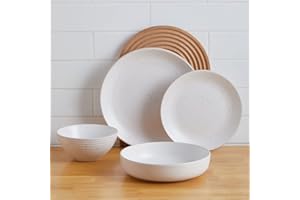 Stone Lain Lauren Stoneware Dinnerware Set, 16-Piece Service for 4, Off White