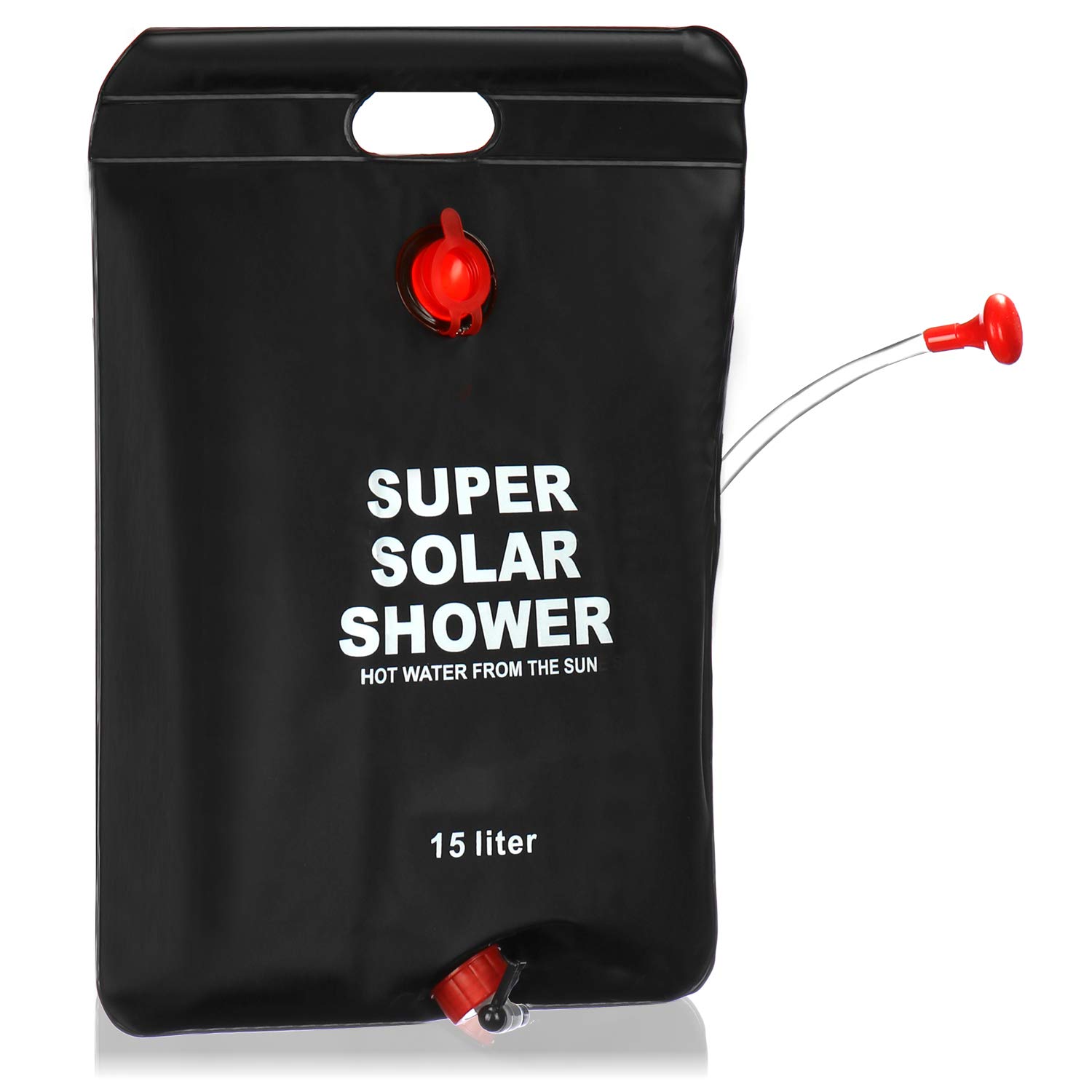 com-four® camping shower - compact solar shower with 15 L - mobile outdoor shower for camping, garden, beach and vacation (Camping shower 15l)