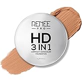 RENEE Pro Hd 3-In-1 Compact-Miel,Works As Compact Powder,Concealer&Foundation For All Skin Types,Spf 20,Matte Finish,High Coverage,Ultralight&Silky Smooth Finish With Vitamin E,C&Aloe Vera,9 Gm,Beige
