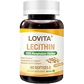 Lovita Lecithin, 1000mg per Softgel, 35% Phosphatidyl Choline | Lactation, Brain & Nerve Support | Vegan, Non-GMO, 60 Softgels