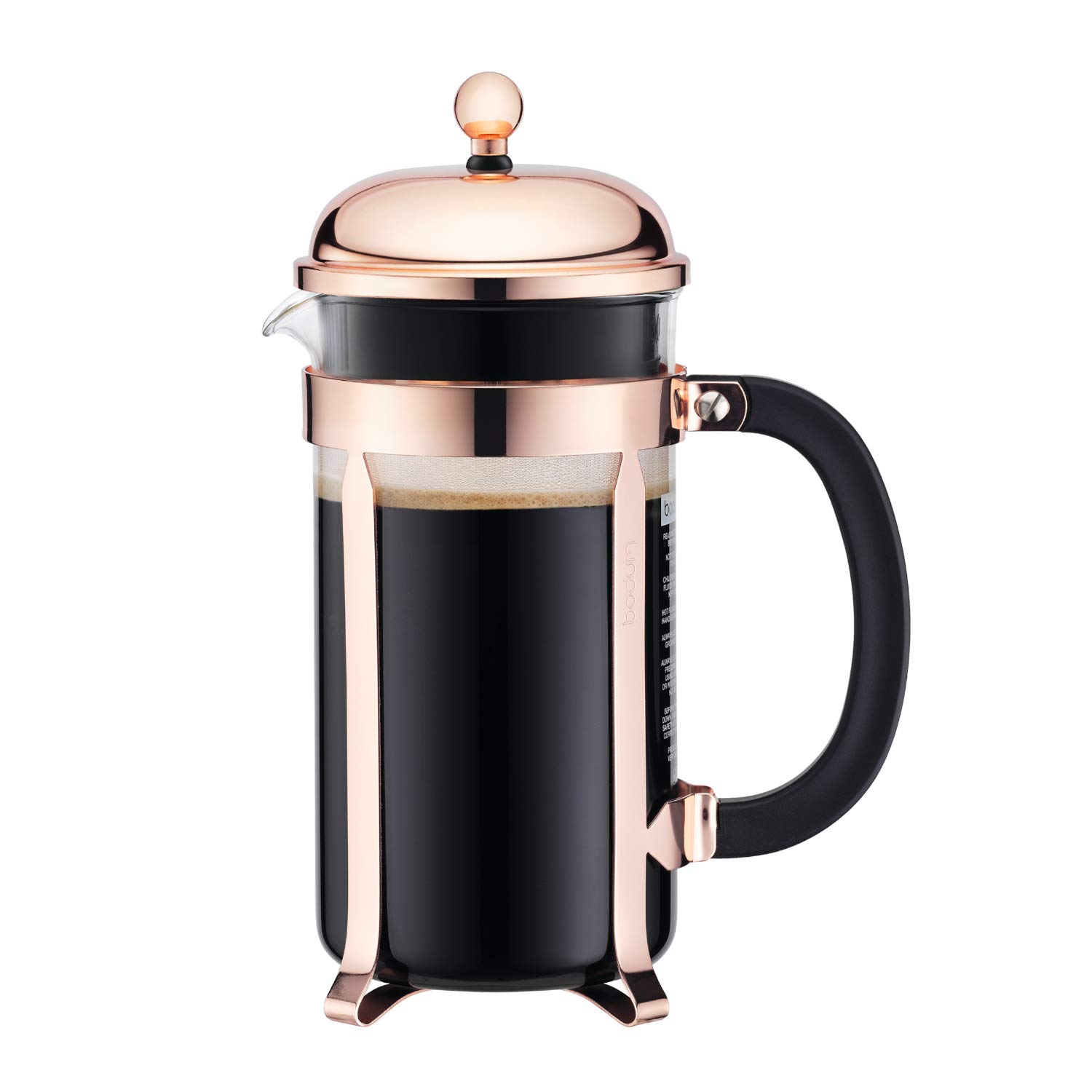 Bodum Chambord French Press Coffee Maker, Glass, 34 Ounce, 1 Liter, Copper