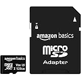 Amazon Basics - 128GB microSDXC Memory Card with Full Size Adapter, A2, U3, read speed up to 100 MB/s