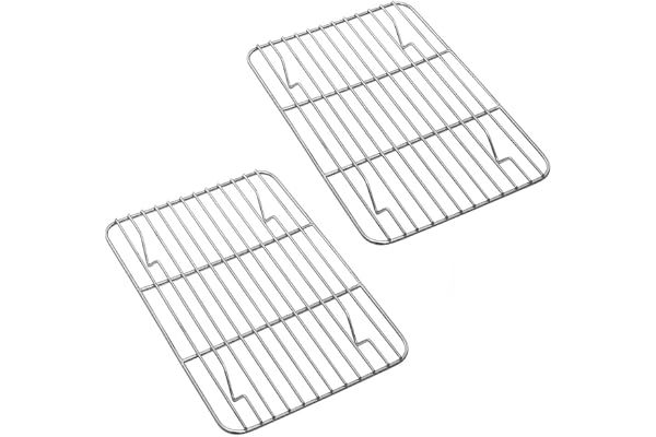 P&P CHEF Cooling Baking Rack Pack of 2, Stainless Steel Cooling Racks for Cooking Baking Roasting Grilling Drying, Dense Wire