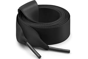 WEGOODZF Flat Satin Ribbon Shoelaces: 2cm Wide Silk Shoe Laces for Women -2 Pair