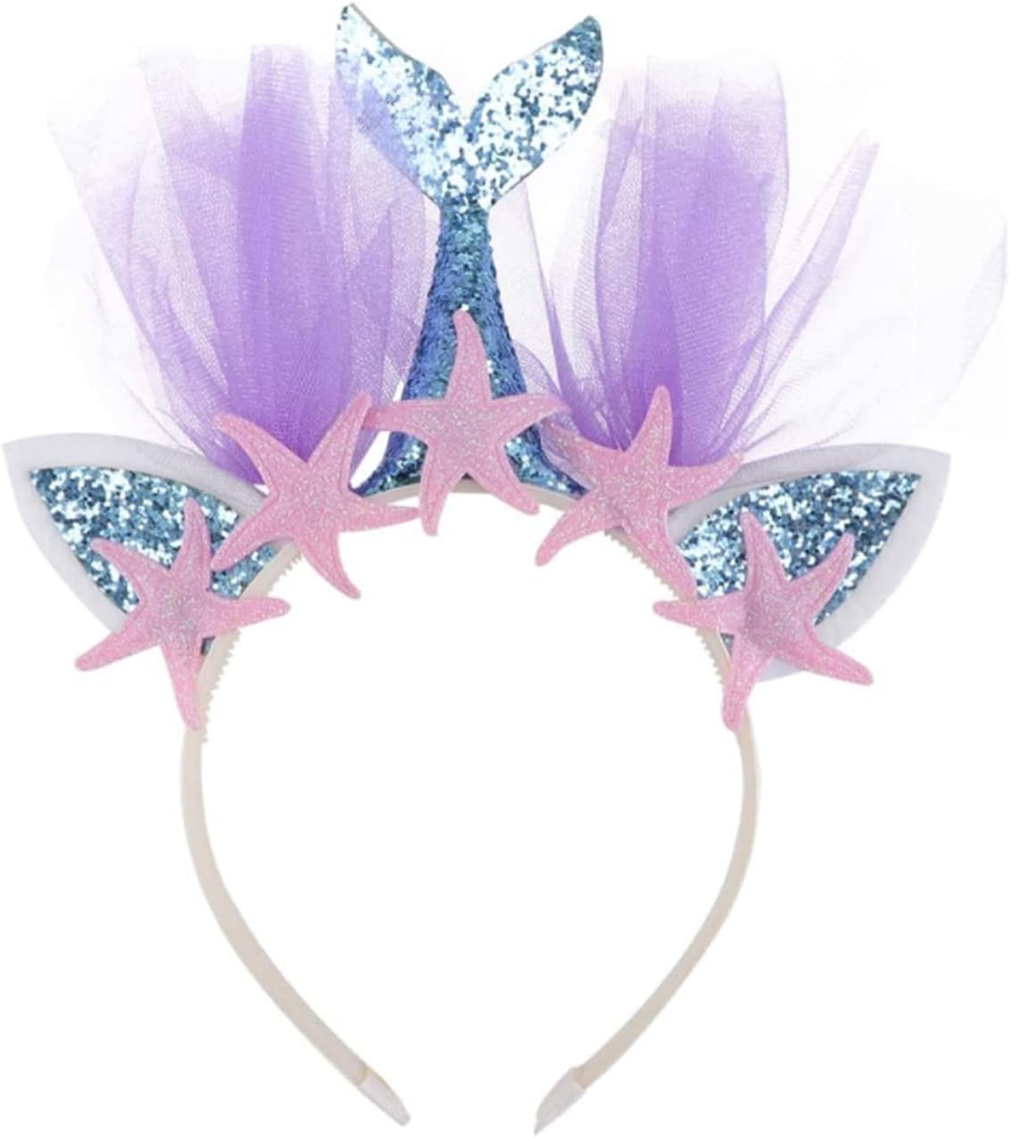 NNOVAT Glitter Mermaid Headband Mermaid Hair Accessories Glitter Mermaid Mesh Hair Hoop Headdress for Wedding Party