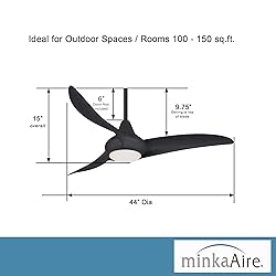 MINKA-AIRE F845-CL Light Wave 44" Ceiling Fan, Coal