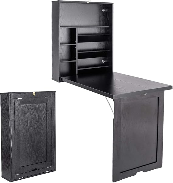 BAOCHADA Klapptisch An Der Wand - 60x40cm Massivholz, Platzsparend Für Kleine Räume