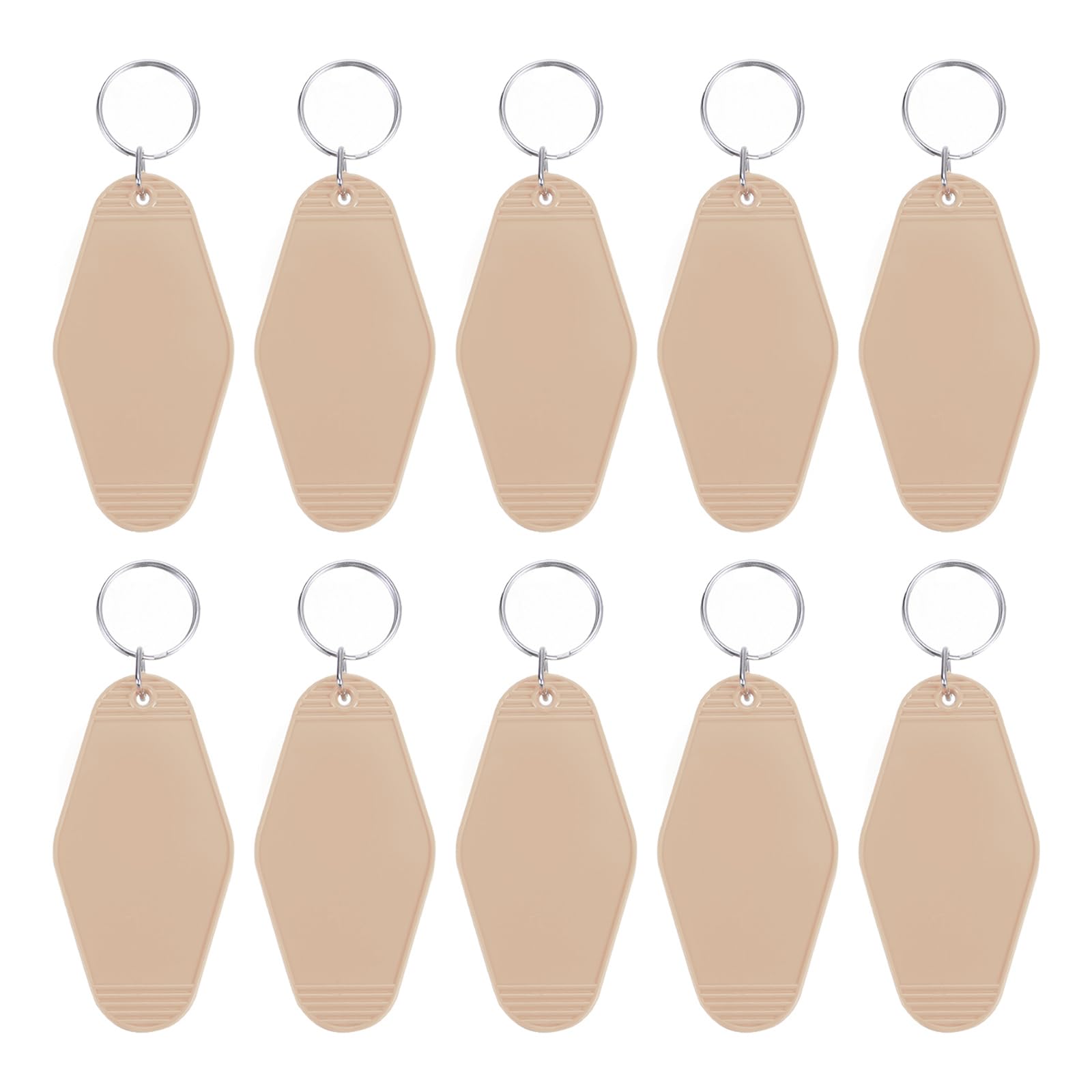 PATIKIL Vintage Motel Keychain, 10 Pack Blank Hotel Keychains Rhombus Retro Key Tag for DIY Crafts Ornament Backpack Luggage Labels Tags, Khaki
