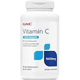 GNC Vitamin C Timed-Release 1000mg, Vegetarian &amp; Dairy-Free, 180 Servings | Contains Ascorbic Acid and Citrus Bioflavonoids, Protective Antioxidant for Healthy Bones, Teeth, Blood Vessels, and Collagen