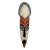 NOVICA White and Red Hand Carved Painted Wood Wall