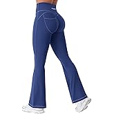 YEOREO CoreFlex Mini Flare Workout Leggings with Pockets for Women Butt Lifting High Waisted Hidden Scrunch Gym Denim Pants