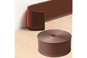 Lifronkit Flexible Baseboard Molding Trim, Peel and Stick Rubber Baseboard Trim, Self-Adhesive Design Vinyl Wall Base Moulding Trim, 4inch(W) x 40feet(L), Brown
