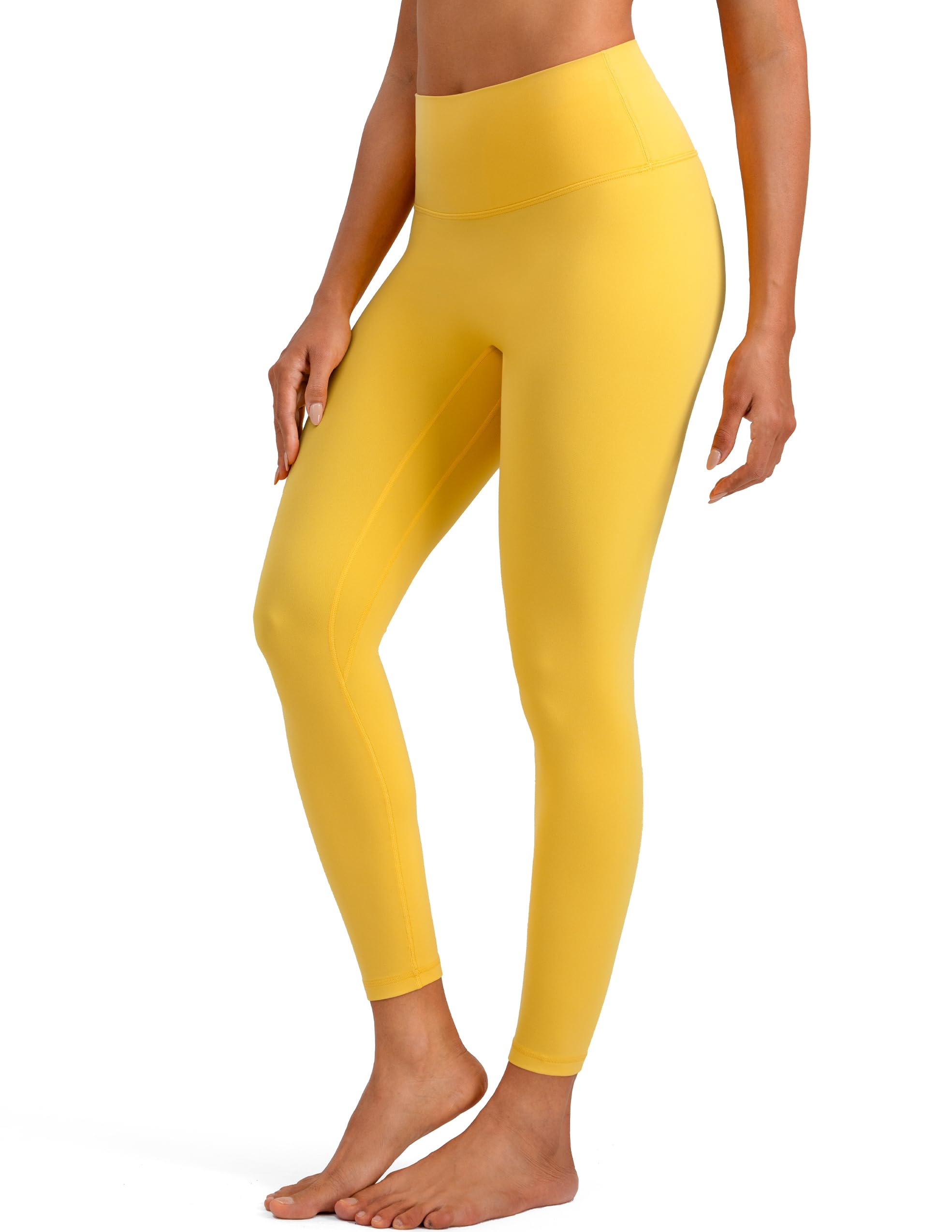 Colorfulkoala Dreamlux No Front Seam Leggings for Women 25" Inseam, High Waisted Buttery Soft 7/8 Yoga Pants (XL, Blazing Yellow) Image